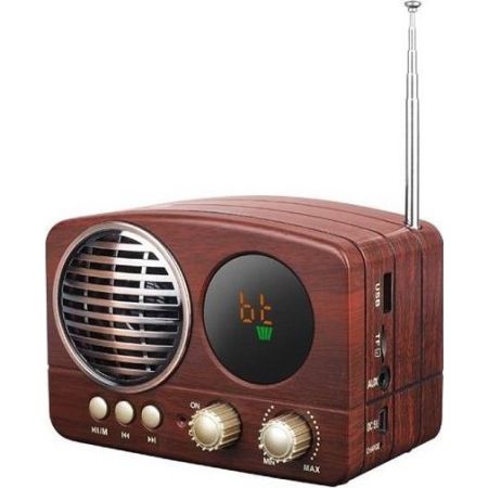 CMiK MK-616BT Retro Επιτραπέζιο Ραδιόφωνο Επαναφορτιζόμενο με Bluetooth και USB Καφέ