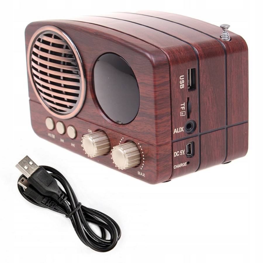 CMiK MK-616BT Retro Επιτραπέζιο Ραδιόφωνο Επαναφορτιζόμενο με Bluetooth και USB Καφέ